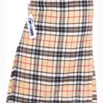 Campbell Thompson tartan 5-yard kilt front view—lightweight construction in rich blue, green and black Campbell heritage pattern