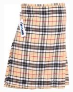 Campbell Thompson tartan 5-yard kilt front view—lightweight construction in rich blue, green and black Campbell heritage pattern