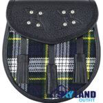 Dress Gordon Tartan Sporran Black Leather Scottish Sporran