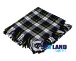 Dress Gordon tartan kilt fly plaid with free Celtic brooch, vibrant yellow and black military dress pattern traditional Gordon Highlanders regimental wear