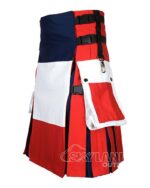 French Flag Utility Kilt – Handmade Cotton Patriotic Kilt for Men - Image 3