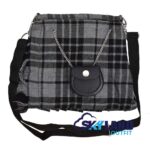 Grey Watch Tartan Ladies Kilt Shaped Purse Tote Bag for Highland Dress