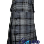 Hamilton Grey Tartan Scottish 8-Yard Kilt with Detachable Pockets
