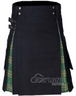 Irish Heritage tartan hybrid utility kilt with black cotton body