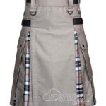 Campbell Thompson tartan hybrid utility kilt with khaki cotton body