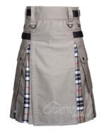 Campbell Thompson tartan hybrid utility kilt with khaki cotton body