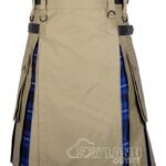 Ramsey Blue tartan hybrid utility kilt with khaki cotton body