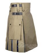 Ramsey Blue Tartan Hybrid Utility Kilt | Khaki Cotton Kilt - Image 2
