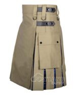 Ramsey Blue Tartan Hybrid Utility Kilt | Khaki Cotton Kilt - Image 3