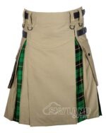 Adjustable leather straps on Wallace Hunting hybrid utility tartan kilt