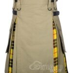 MacLeod of Lewis tartan hybrid utility kilt with khaki cotton body