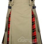 Wallace tartan hybrid utility kilt with khaki cotton body