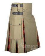 Wallace Tartan Hybrid Utility Kilt | Khaki Cotton Men Kilts - Image 2
