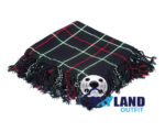 Mackenzie tartan kilt fly plaid with free Celtic brooch, bold blue and green clan pattern traditional Scottish Highland dress