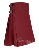 Maroon Wool 8-Yard Kilt | Premium Hand-Pleated Traditional Kilts - Image 2
