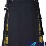 Hybrid Utility Kilts - MacLeod of Lewis Tartan & Black Cotton Kilt