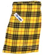 MacLeod of Lewis tartan 5-yard kilt front view—lightweight construction in bold yellow, black and red pattern