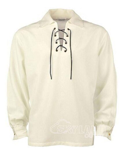 Off-white Jacobite ghillie kilt shirt full sleeve cotton Jacobean style