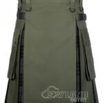 Oliver Green Grey Watch tartan hybrid utility kilt
