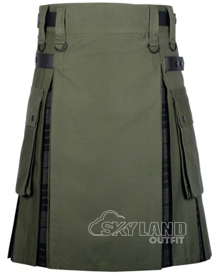 Oliver Green Grey Watch tartan hybrid utility kilt