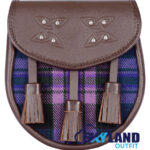 Pride of Scotland Tartan Sporran Brown Leather Scottish Sporran