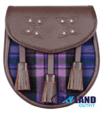 Pride of Scotland Tartan Sporran Brown Leather Scottish Sporran