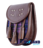 Pride of Scotland Tartan Sporran Brown Leather Scottish Sporran - Image 3