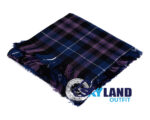 Pride of Scotland Tartan Kilt Fly Plaid with Free Brooch—48" hand-fringed national Scottish blue, purple, green, yellow wool