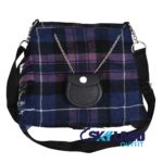 Pride of Scotland Tartan Ladies Kilt Shaped Purse – pleated blue Scottish design