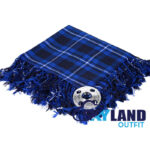 Ramsey Blue Tartan Kilt Fly Plaid with Free Brooch—48" hand-fringed Clan Ramsey blue, green, black wool