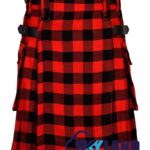 Red & Black Rob Roy Tartan Modern Utility Scottish Kilt for Highland Dress