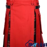 Hybrid Utility Kilts – Red Cotton & Black Stewart Tartan Kilt