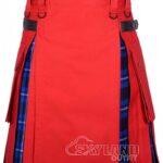 Ramsey Blue tartan hybrid utility kilt with red cotton body