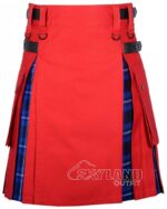 Ramsey Blue tartan hybrid utility kilt with red cotton body