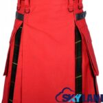 Hybrid Utility Kilts – Red Cotton & Hunting Stewart Tartan Kilt