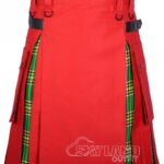 Irish tartan hybrid utility kilt with red cotton body