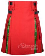 Irish tartan hybrid utility kilt with red cotton body