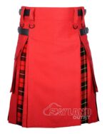 Wallace tartan hybrid utility kilt with red cotton body
