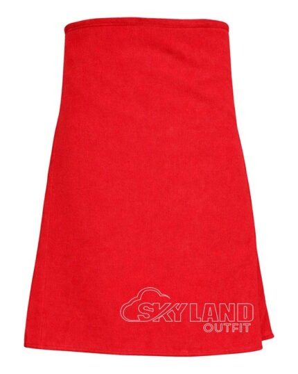 Red wool 8-yard kilt front view—hand-pleated traditional construction in bold scarlet pure wool