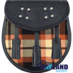 Rose Ancient Tartan Sporran Black Leather Scottish Sporran