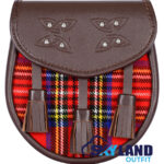 Royal Stewart Tartan Sporran Brown Leather Scottish Sporran