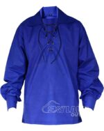 Royal blue Jacobite ghillie kilt shirt full sleeve – 100% cotton traditional Scottish Highland wear