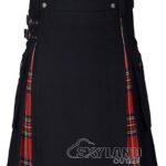 Man in Royal Stewart tartan black cotton hybrid utility kilt