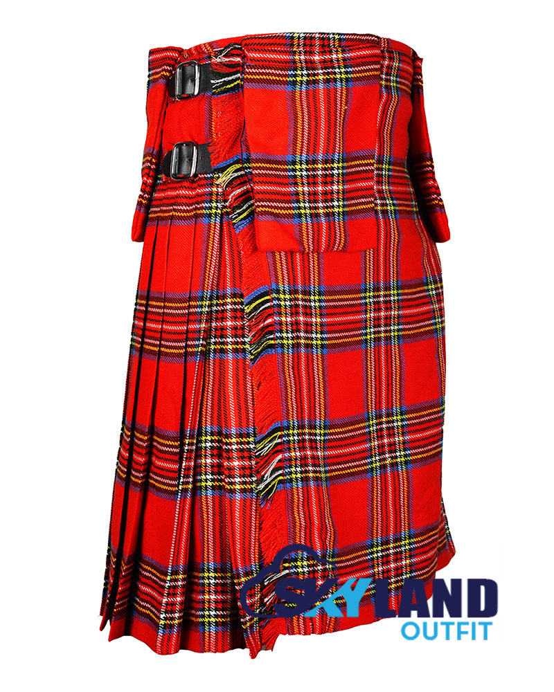 royal-stewart-tartan-8-yard-kilts-with-detachable-pocets.jpg Royal Stewart Tartan Scottish 8-Yard Kilt with Detachable Pockets - Image 1