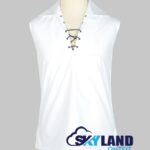 Jacobite Ghillie Kilt Shirt White Cotton Jacobean Sleeveless Shirt