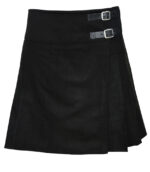 Solid Black Mini Billie Kilt Girls Modern Kilt Skirt for School and Highland Events