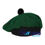 Solid Green Tam o Shanter Scottish Flat Bonnet Hat for Highland Dress