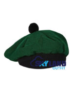 Solid Green Tam o Shanter Scottish Flat Bonnet Hat for Highland Dress