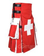 Swiss Flag Utility Kilt – Handmade Cotton Patriotic Kilt for Men - Image 2