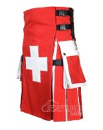 Swiss Flag Utility Kilt – Handmade Cotton Patriotic Kilt for Men - Image 3